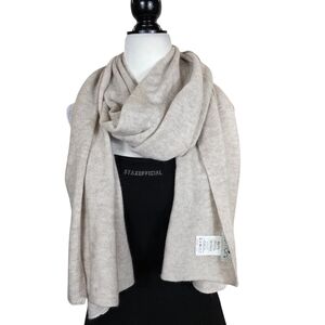 Lemon knit Wool and Cashmere Soft Beige Wrap Scarf